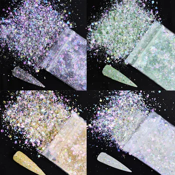 10g Holograafiline Mix-Kuusnurk Küünte Sära Litrid Läikiv Kameeleon Paksu Küüned Glitter Kaunistamiseks 3D Sädelevat Helbed Maniküür
