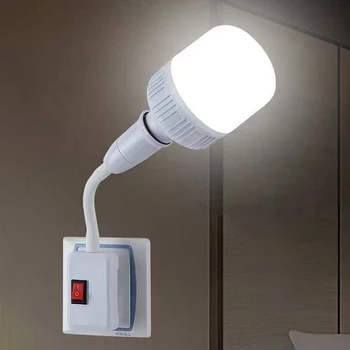 1tk E27 Lamp Alused Reguleeritav Pöörlev Omanik Kerge Painduv Põlv Mobiil Test LED Socket Lamp Adapter Plug Lüliti