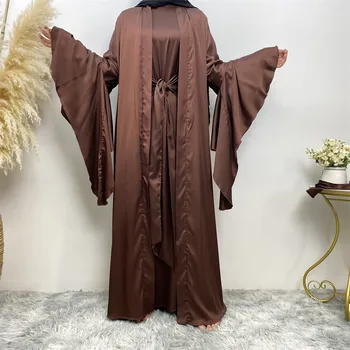 2 Töö Abaya Määrata, Põletatud Varrukad Kimono&Wrap Ees Pikk Kleit Moslemi Naine Seab Islami Riided Türgi Tagasihoidlik Varustus Ramadaani