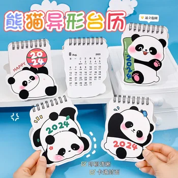 2024 Cartoon Mini Panda Laua Kalender Õpilase Töölaua Kaunistus Check-in Kalender 2024 Armas Välismaalase Väike Kalender