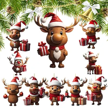 2D Akrüül Korter Cute Cartoon Põder jõuluehe Christmas Tree Teenetemärgi Põhjapõder Trükitud Seina Riputamise Auto Kott Tapeedid