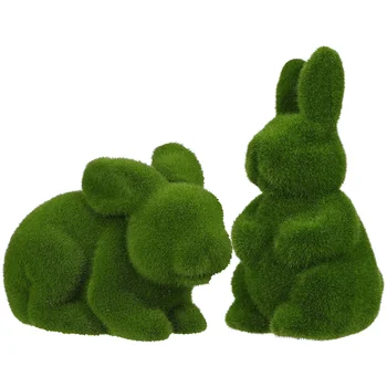 2tk Jänku Decor Easter Bunny Karvane Jänku Teenetemärgi Flokeerimisega Küülik Figuriin Aia Kaunistamiseks