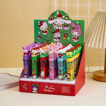 36pcs Sanrio Jõulud 10 Värvi Pastapliiats Hello Kitty Kuromi Cinnamoroll Mitmevärviline Pliiatsid Kooli kontoritarbed Kirjatarvete