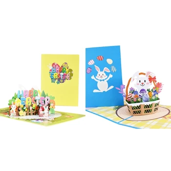 3D Pop-Up Kaardid Happy Easter õnnitluskaardid Jänku Postkaardid Ümbrik Gi