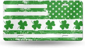 4 Lehte Iiri-Ameerika Lipu Numbrimärk Katab Alumiinium Metallist Dekoratiivsed Auto Ees Silt Uudsuse Ees Numbrimärk Raami Kaas