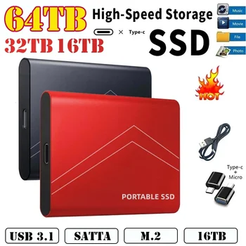 4TB Portable SSD 1TB Väline Solid State Drive 1TB Suure mahutavusega Väline Kõvaketas M. 2 kaasaskantavas USB3.1 Raske Drives2024