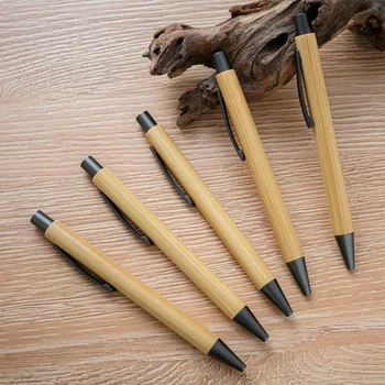 50TK Bambusest puidust pastapliiats Push tegevus pastapliiats Kontor ja kooli kirjalikult kirja Allkiri pastapliiats