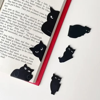 6 Tk/komplekt Must Kass Magnet Järjehoidja Armas Kass Unikaalne Lugemise Kingitus Raamatu Lehekülg Marks Klamber Komplekt Õpetajad, Õpilased Book Lovers