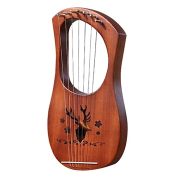 7-String Lyre Harf Mahagon Tahke Puidust, Metallist Stringid Keelpilli