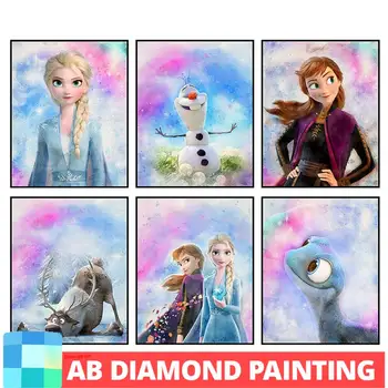 AB Diamond Värvimine Disney Printsess Mosaiigi Täis Tikandid Külmutatud Home Decor Tüdrukute Tuba Cartoon Elsa Anna Olaf
