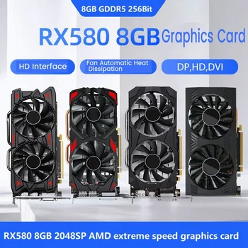 ABGZ-RX580 8GB AMD Graafika Kaardi DDR5 256BIT 2048SP 1284M/8100Mhz PCI-E3.0 16X 3XDP 1XHD 1XDVI 8Pin Dual Fan Kaart