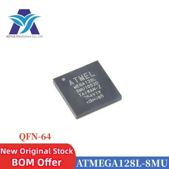ATMEGA128L-8MU ATMEGA128L-8MUR Märgistus: MEGA128L8MU MEGA128L-8MU MCU 8-bitine AVR RISC 128KB Flash 3.3 V/5V 64-Pin VQFN EP Plaat SM