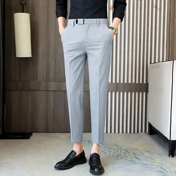 Ametlik Püksid Meestele Korea Fashion Tahke Casual Meeste Bleiser Kleit Püksid Business Casual Regulaarne Pahkluu Pikkus Ülikond Püksid C20