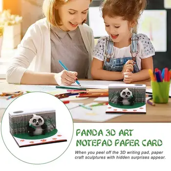 Armas Panda 3D Kunst Notepads Loominguline kolmemõõtmeline Märkmete Memo Padjad Home Office Desk Teenetemärgi Kaunistused Lapsed Kingitusi
