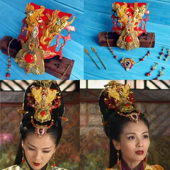 Draama Legend Mi Yue - Qin Keisrinna Sama Disain Vintage Käsitöö Sulg Profileerimine Juuksed Pin Emane Tiara Hanfu Pea Aksessuaar