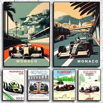 F1 Plakat Vormel-1 Grand Prix Racing Plakatid Esteetika Monaco Circuit Jälgida Motorsport Lõuend Print Seina Art Racer Tuba Decor
