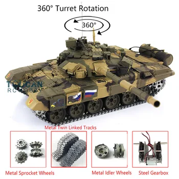 HENG LONG RC Tank 1/16 7.0 Uuendatud Venemaa T90 3938 W/ 360° Torn Metallist Lood puldiga Auto Poiste Mänguasjade TH17850-SMT4
