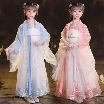 Hanfu Kleit Iidse Hiina Kostüüm Laste Muinasjutt Printsess Lapsed Tüdruk Vana Traditsiooniline Riided Folk Dance Performance Poole