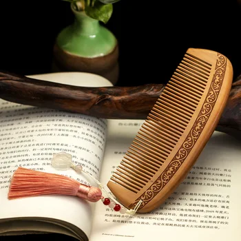 Hiina stiilis retro kirjanduse kaasaskantav väike mahagon kammi juuksed trahvi hammas kamm lapsed saata sõbranna pulm kingitus hea soovi