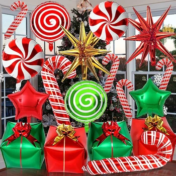 Jõulukaunistused Õhupalli Lollipop Candy Cane Õhupalli kinkekarbis Foolium Õhupallid Xmas Party Tarvikud Kodu Navidad Lapsed Mänguasjad
