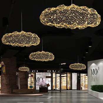 Kaasaegne pilv lühter loominguline tähine kerge disain isiksuse hotell restoran, baar, sise-kuld Gypsophila Lühtrid