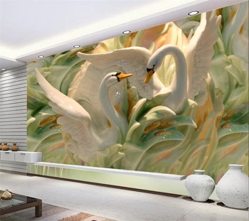 Kohandatud Taustpildi 3d Hiina Uus Reljeef Luik Murals elutuba, Magamistuba Taust Dekoratiivset Maali seina paberid home decor