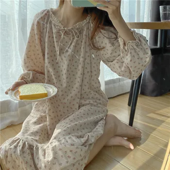 Korea Uus Mood Pidžaama Mill Juuksed Koju Kanda Väike Purustatud Vabaaja Mugav Sleepwear Pits Apelsiniistandus Pajama Kahe-osaline Komplekt