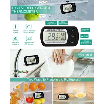 Külmiku Termomeeter Anti-niiskus Külmik-Sügavkülmik Elektrilised Digitaalne Termomeeter Temperatuuri Monitor LCD Ekraan koos Konks