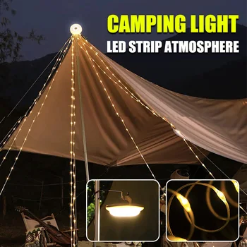 LED Camping Lamp Strip Õhkkond 10M Pikkus IPX4 Veekindluse Tüüp-C Laetav Väljas Aia Kaunistused Lamp Telk Tuba