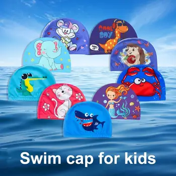 Lapsed Ujumine Müts Kiiresti kuivav Hingav Ujuda Basseini Müts Lastele Multifilmide Printida Kõrge Elastsus Kõrva Kaitse Ujumine