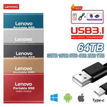 Lenovo 1TB Portable SSD ja USB 3.0 HDD 2TB kiire Välise Kõvaketta Mass Storage Mobiil Kõvakettad Desktop/Laptop/Android