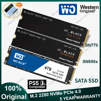 Lääne-Originaal WO_BLACK SSD NVMe Sise-Mängude SSD Solid State Drive SN770 SN850X Gen4 PCIe M. 2 2280 3D NAND PC PS5 SSD