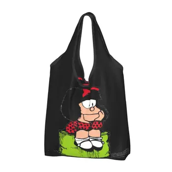 Mafalda Mõtlemine Toidukaubad Tassima Ostukott Naiste Mood Quino Koomiks Koomiks Shopper Õlakott, Suur Võimsus Käekott