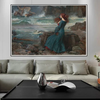 Miranda John William Waterhouse Maru Õli Lõuendil Maali Plakatid, Prindid Skandinaavia Seina Pilt elutuba Decor