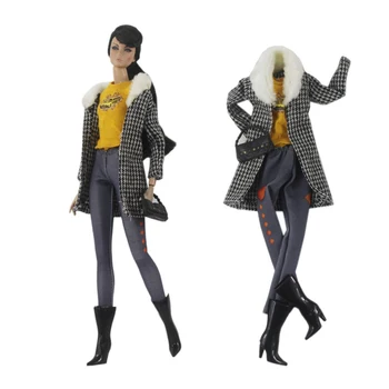NK 1 Sätestatud Mood kleit nukk detektiiv role-playing: pikk jakk+top+püksid+saapad+kott Barbie Mannekeeni Mudeli Mänguasi