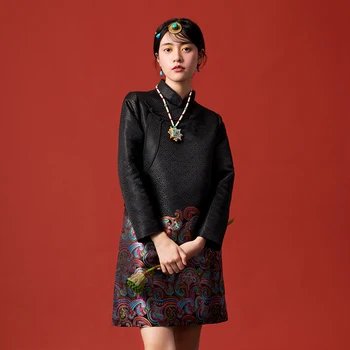 Nepal, Tiibet Trend Riided Paranenud Etnilise Tang Sobiks Stiilis Kleit Tüdruk Traditsiooniline Must Cheongsam Tiibeti Piirkondades Igapäevane Kleit Kandma