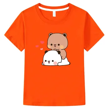 Panda Bear Bubu ja Dudu Armas Anime T-särgid Kawaii Manga Tshirt Poisid/tüdrukud, 100% Puuvill Tee-särk Mood Lühikese Varrukaga T-särk