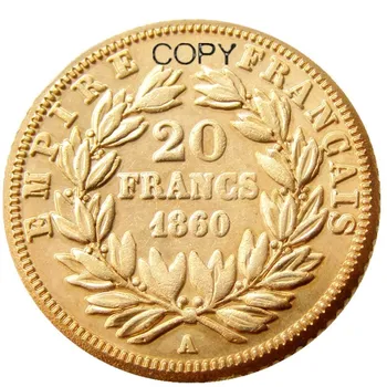 Prantsusmaa Napoleon III 20 Franki 1860A/B kullatud Koopia Mündid