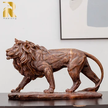 Pronks Lõvi Kuju Üllas Lõvi Pronks Skulptuur Kuld Lõvi Äge Metsloomade Kujukeste Home Office Art Decor Ornament Kingitused