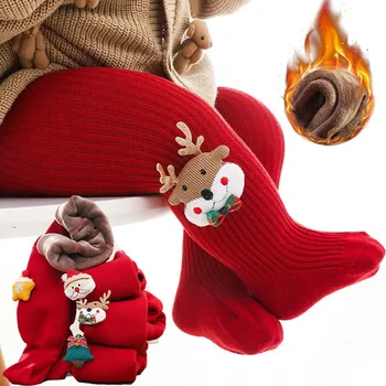Punased Säärised Uus Aasta Talve Pluss Fliis Paksud Sukkpüksid Jõulud Beebi Sokid Talvel Soojad Sukad