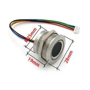 R503 Ümmarguse Ringi RGB Rõngast Indikaator LED Kontrolli DC3.3V MX1.0-6Pin Mahtuvuslik Sõrmejälje Moodul Andur Skanner, 19Mm