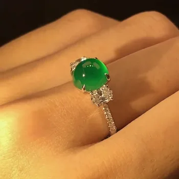 Roheline Jade Sõrmus 925 Hõbe Võlu Vääriskivide Mood Reguleeritav Rõngad Loomulik Naiste Luksus Ehted Tarvikud Vintage Reaalne