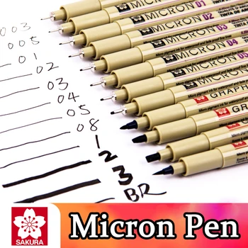 Sakura Pigma Micron Pen Set Veekindel Nr-Lekib Sile Must Tint Joonis Sm Fineliner Handlettering Kiri Tekenen