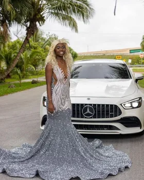 Silver Diamond Pikk Aafrika Õhtu Kleit Naistele Sädelevat Crystal Gillter Velvet Õhuke Top Must Tüdruk Sünnipäeva Kleit