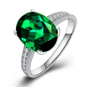 Smaragd ring värv aare karaat, värv gemstone turmaliin rõngas rõngas 18K white gold plated naiste sõrmus