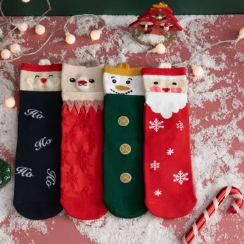 Stiilne ja Mugav Jõulud Sokid Põder Vana Karu Daamid Keskel toru Sukad Cartoon Christmas Punane Puuvillased Sokid