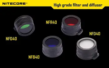Tasuta kohaletoimetamine 1tk Nitecore Värvi Filter(40mm) NFR40 NFB40 NFG40 NFD40 sobib EA4 P25 taskulamp peaga 40mm