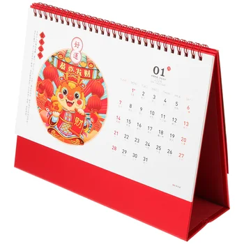 Traditsiooniline Hiina Laua Kalender Kontor Tabletop Alalise Planeerija Desktop Decor Äri Office Töö Kell Kalender