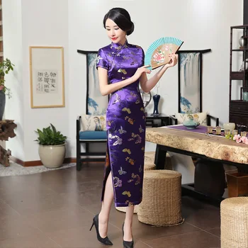 Traditsiooniline Neeru-Kleidid Uus Pikk Qipao Naiste Seksikas Lõhik Cheongsam Prindi Lill Mandarin Krae Vestidos Pluss Suurus 3Xl