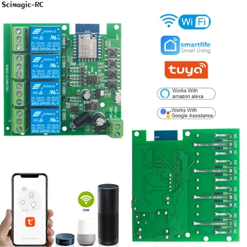 Tuya Smart Wifi Lüliti Moodul USB 5V 7-32V 220V RF 433 Raadioside-kaugjuhtimine 4 Kanalit Inching Relee Smart Home